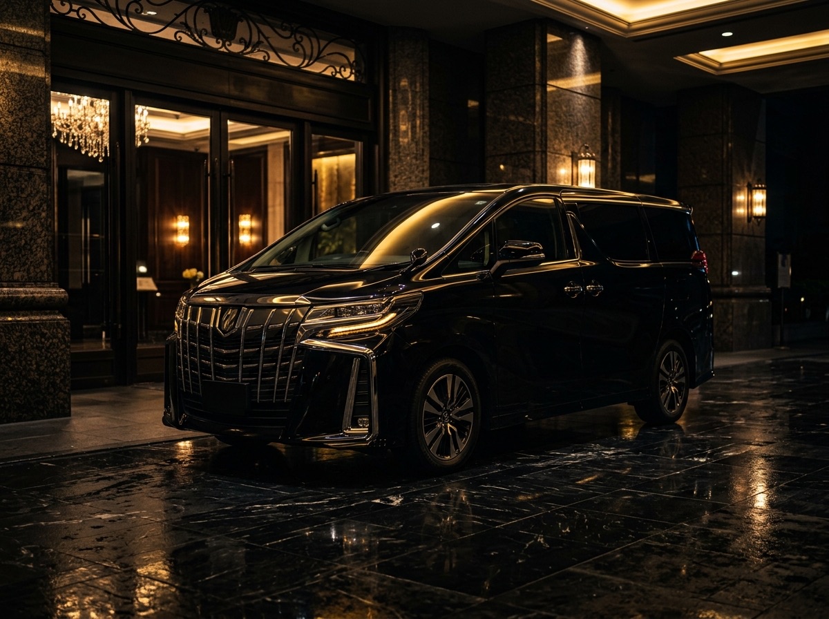 Toyota Alphard สีดำ เช่าพร้อมคนขับ