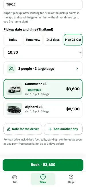Kingtocar app screen: Choose Your Trip Online
